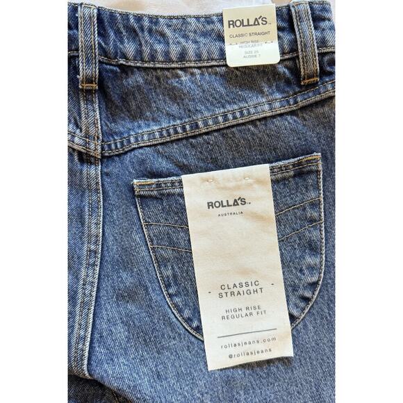 NWT Rolla's Button Fly High Rise Classic Straight Distressed Jeans Size 25 - Picture 5 of 7
